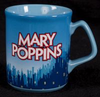 Disney Mary Poppins Black Red Silhouette Blue Coffee Mug